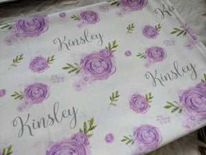 Personalized baby Swaddle and Hat/Headband Set-Floral