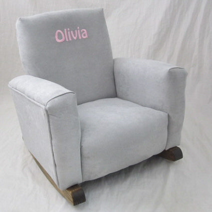 Upholstered Rocker  Gray Suede