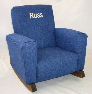 Upholstered Rocker  Denim