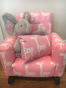 upholstered rocker for child with elephant