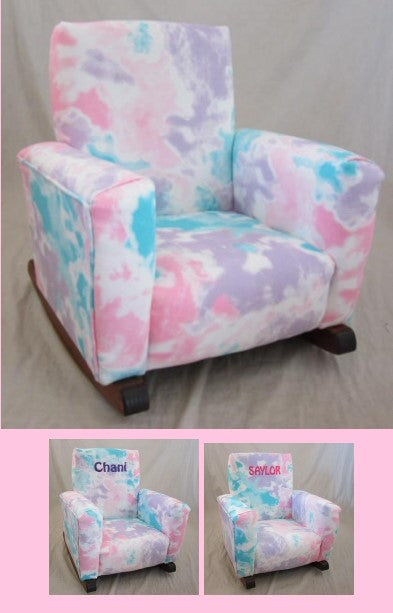 Upholstered Rocker Hippy Pink -Tie Dye Pastel