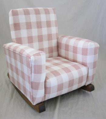 Upholstered Rocker  Buffalo Plaid Blush