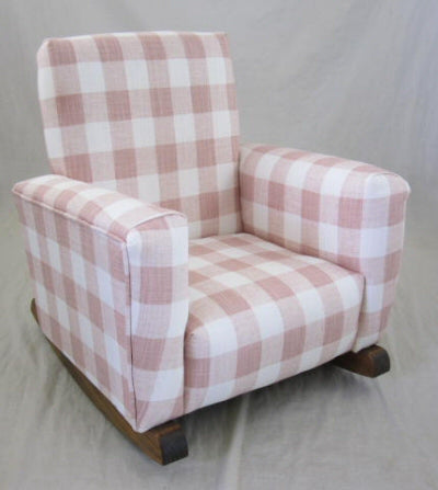 Upholstered Rocker  Buffalo Plaid Blush